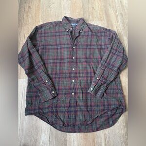 Ralph Lauren Blake Cotton Button Down Casual Shirt Plaid Dress Shirt Purple L